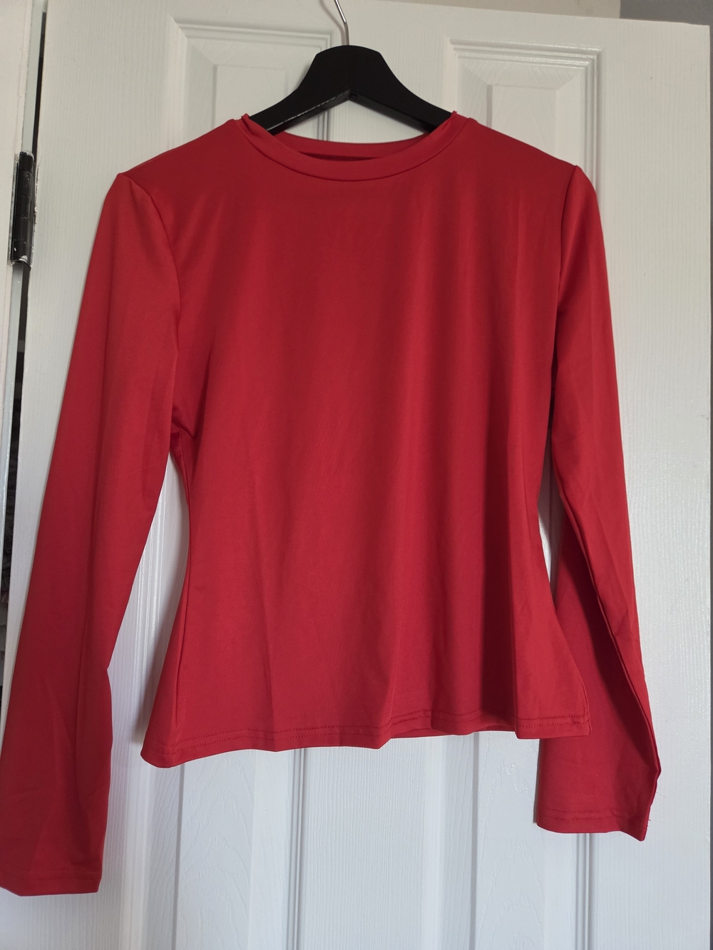 Satin Feel Red Long-Sleeve Women's Top NWOT